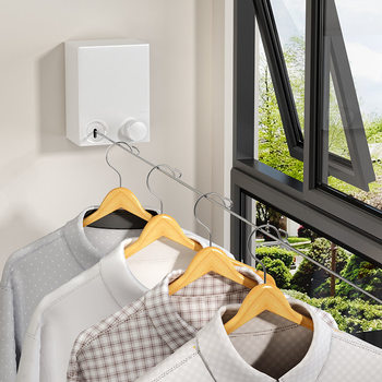 Invisible Clothesline Retractable Clothes Drying Indoor Punch-Free Bathroom Retractable Balcony Steel Wire Rope Rack