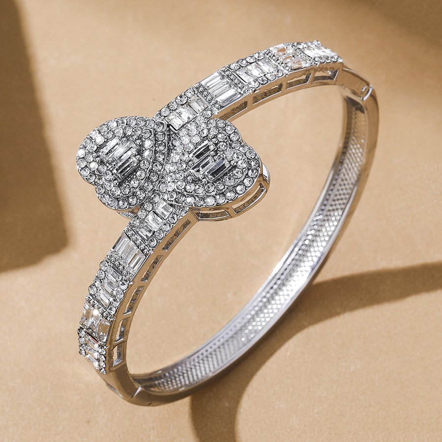 跨境嘻哈满钻爱心手环手镯Hiphop欧美时尚个性手饰 工厂直销批发