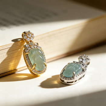 New Chinese Style Jade Leaf Pendant Niche High-End Blue Water Jade Leaf Necklace Wholesale Dropshipping