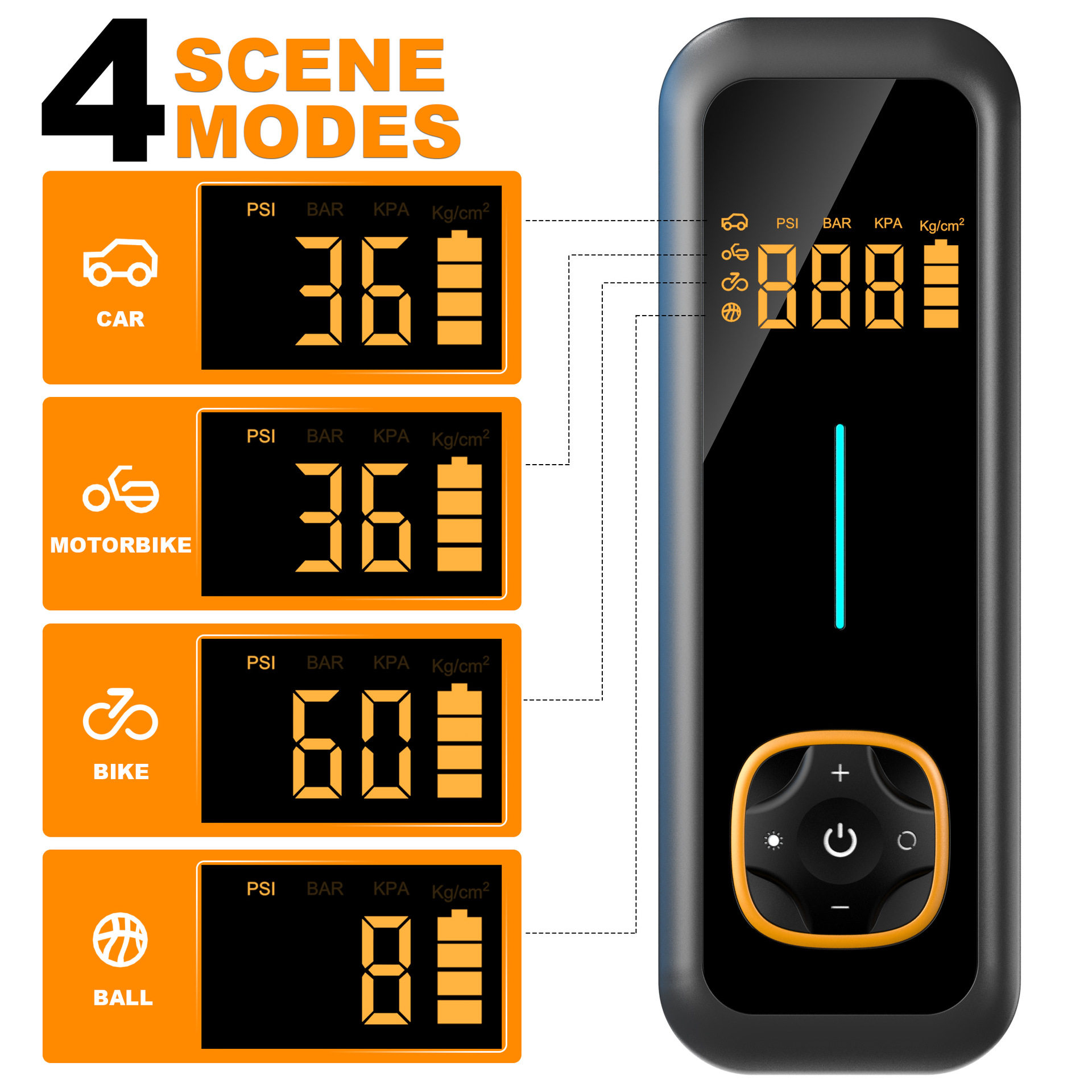 Cross-Border Wireless Charging Portable Car Air Pump 15V with Built-In Power Bank Led Digital Display Electric Pump for Car Portable Use