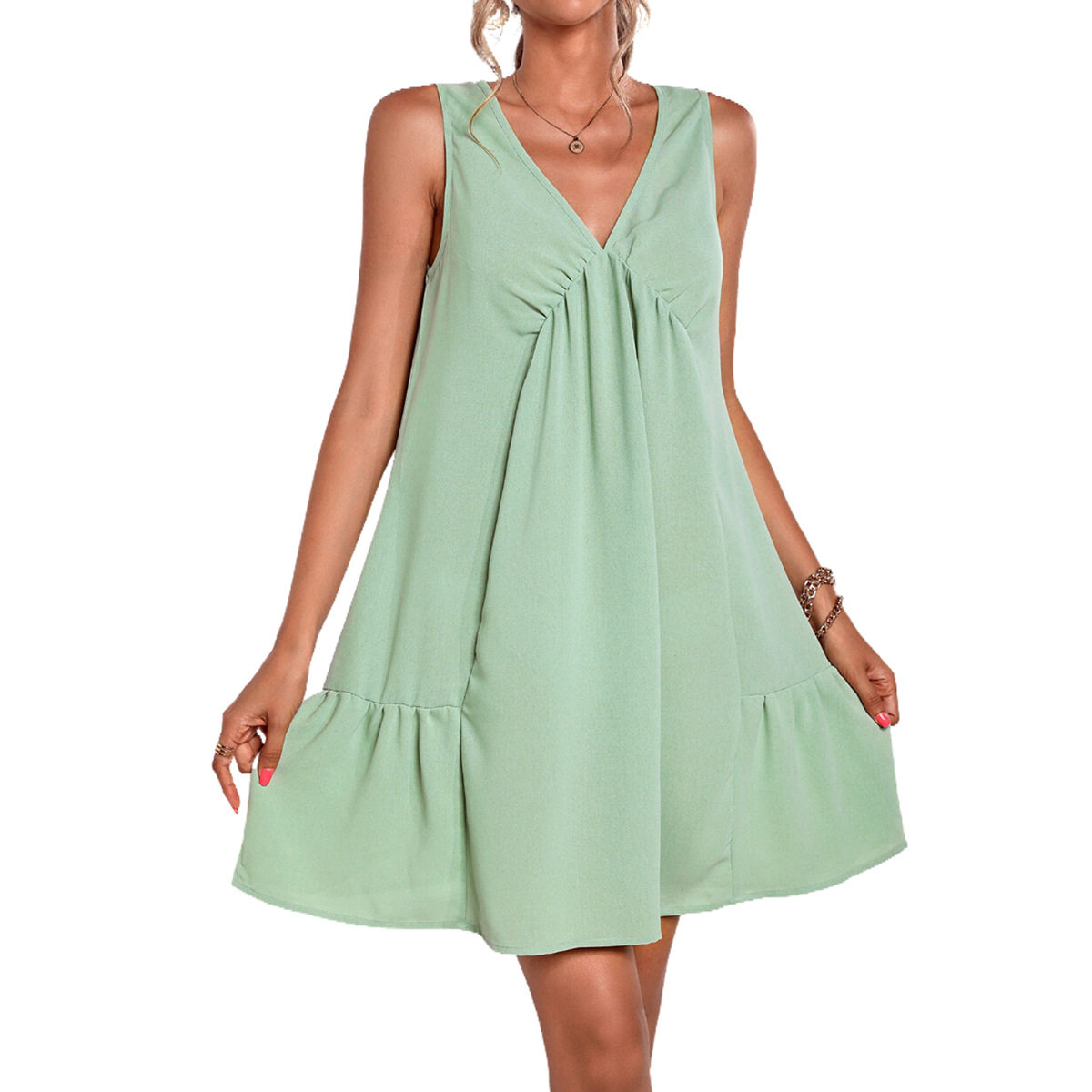 Casual Sleeveless Dress Slim Fit Solid Color Elegant Style Perfect for Summer Outings Wholesale Available
