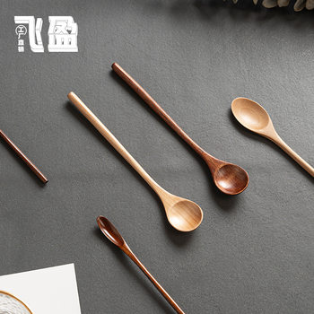 Long handle creative wooden milk tea spoon manufacturers supply mixing long wooden spoon Japanese coffee spoon honey wooden spoon
