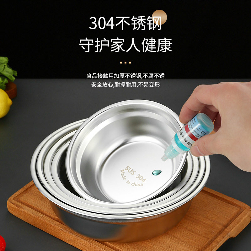 304 Stainless Steel Round Plate Deepened and Thickeneded Round Plate Food Grade Household Dish Plate Flat Plate Small Dish with Dish
