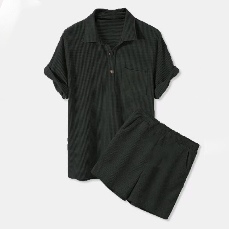 跨境2025年夏季外贸东南亚男士休闲宽松格纹短袖衬衫衬衣潮流款