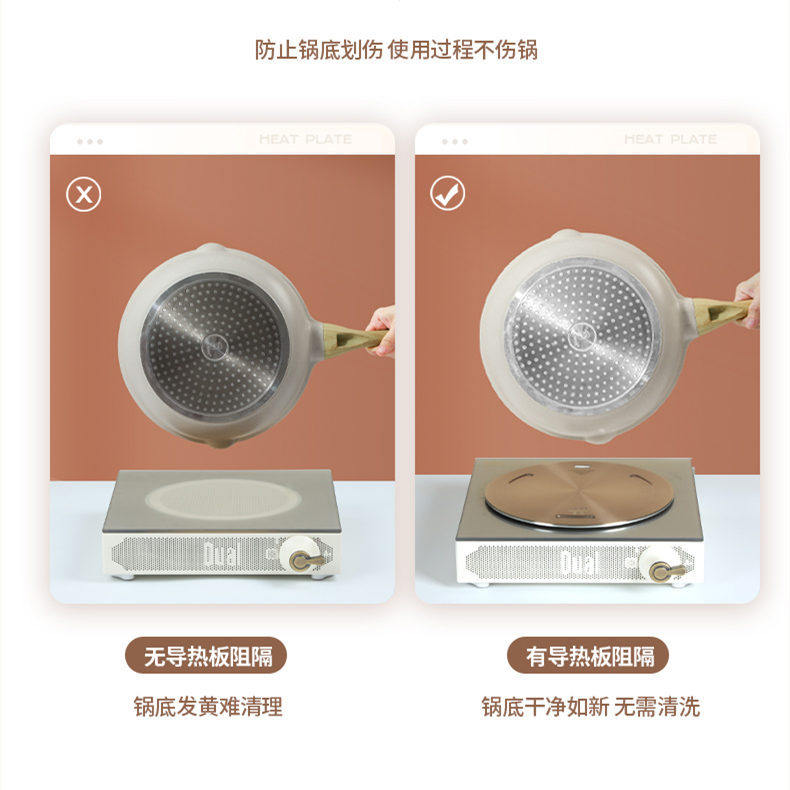 Heat-Conducting Plate for Natural Gas Stove, Anti-Blackening Moka Pot Heating Plate, Rose Gold Induction Cooker Handle, Gas Stove