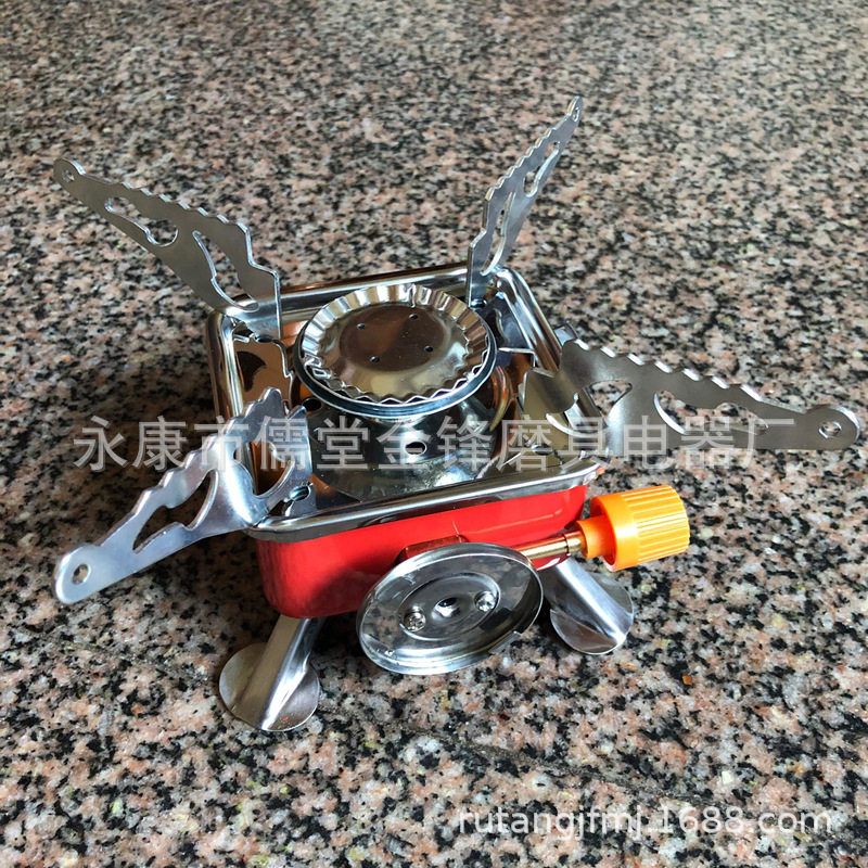 Outdoor gas stove Mini small square stove portable folding card stove camping stove head Wild cooker