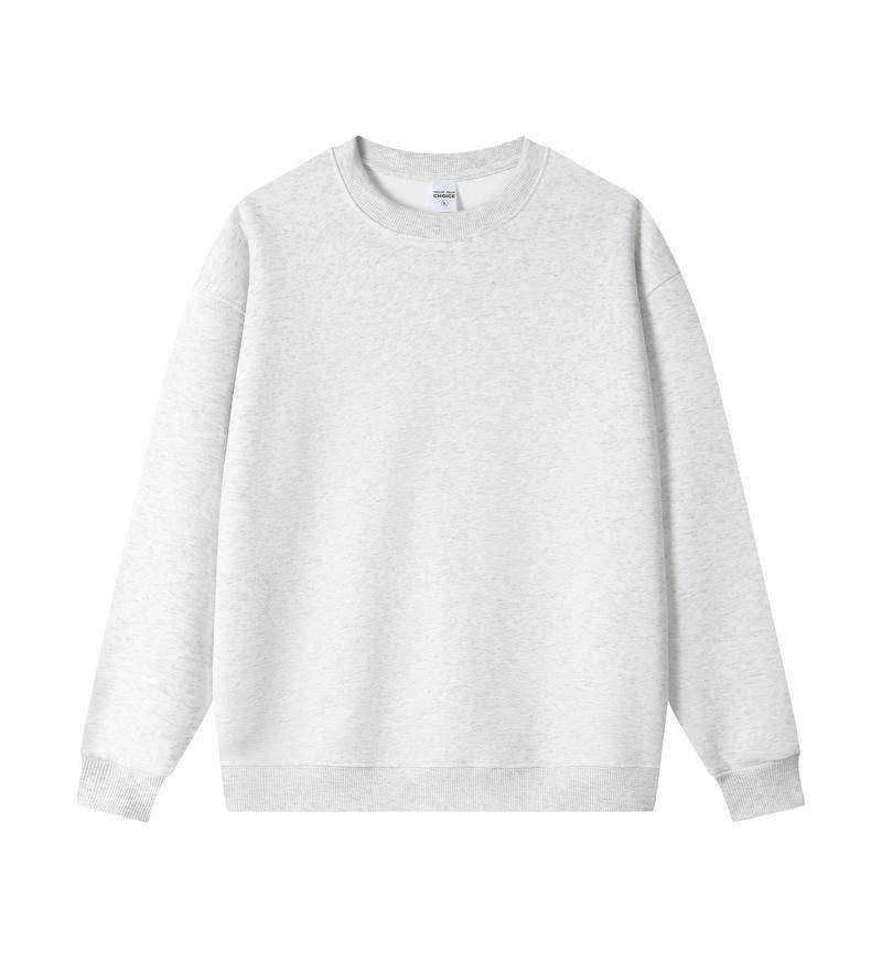 春秋款重磅350g纯棉复合圆领套头卫衣男潮牌纯色简约基础款打底衫