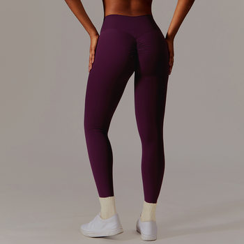 Quick-drying tight yoga pants brushed belly contracting hip lifting high waist fitness pants outer wear bottoming running sports trousers 8518