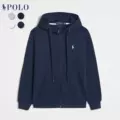 Zipper style with navy blue label