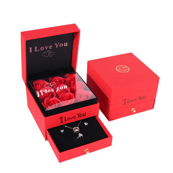 New Red iloveyou9 Rose Pure Glue Jewelry Gift Box Earrings Ring Necklace Jewelry Box Gift