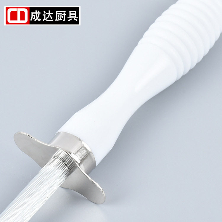 Factory Custom Kitchen Knife Set Knife Slicing Knife and Fork Knife Grinding Rod Set White Handle Single-sided Suction Baking Tool Three-piece Set