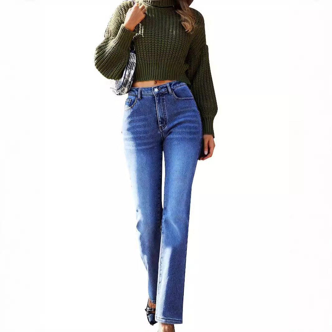 Womens Slim Fit Straight Leg Jeans Fleece Lined Comfortable Casual Style Available for Wholesale