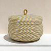 Desktop Storage Basket with Lid Dustproof Cosmetics Snacks Sundries Round Storage Basket Handmade Cotton Rope Woven Egg Basket