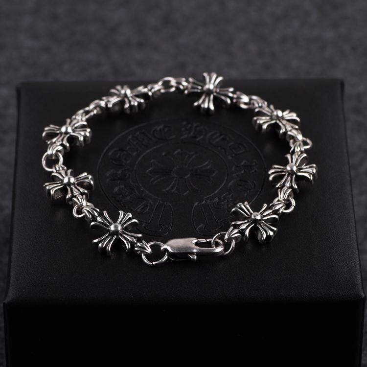 Punk Style New Cross retro distressed copper silver plated bracelet high-grade sense niche bracelet