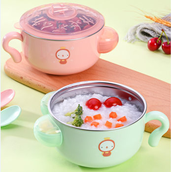 Baby 316 Stainless Steel Water Injection Bowl Children's Bowl Feeding Tableware Baby Heat Preservation Suction Bowl Anti-scald Support