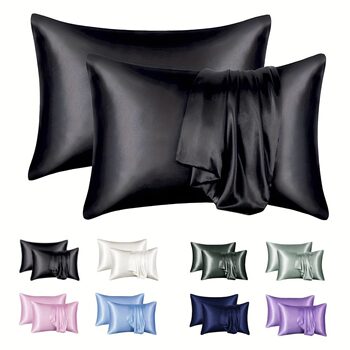 American Imitation Silk Pillowcase Amazon Pillowcase Export Imitation Silk Satin Pillowcase Pure Color Cross-Border