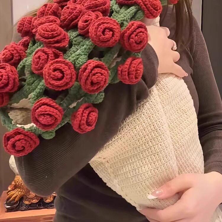 Bouquet Blanket Finished Material Package Wool DIY Flower Blanket Crocheted Wool Crocheted Flower Homemade Rose Blanket