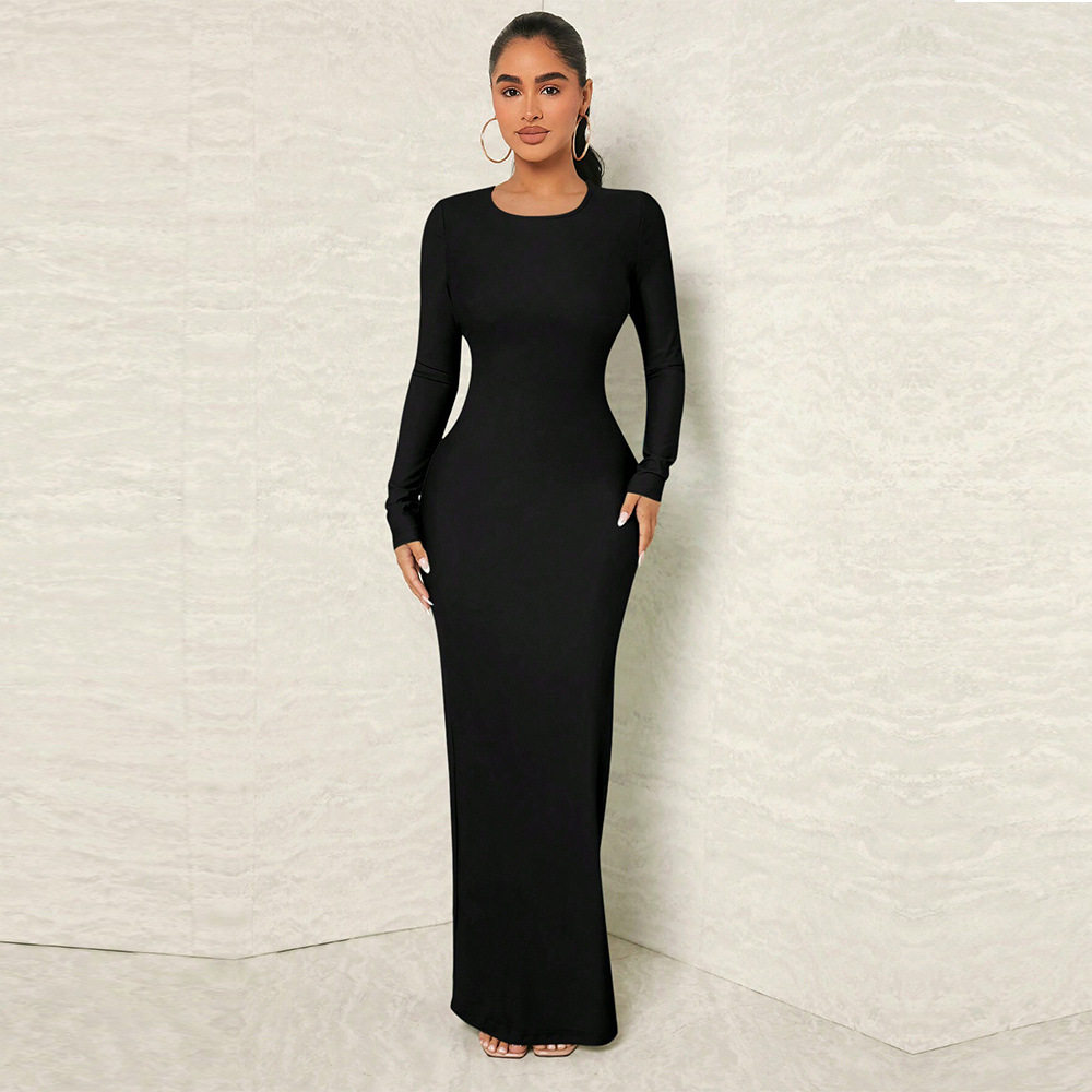 Elegant Backless Maxi Dress Simple Sexy Bodycon Fit Spring Summer Collection Wholesale Available