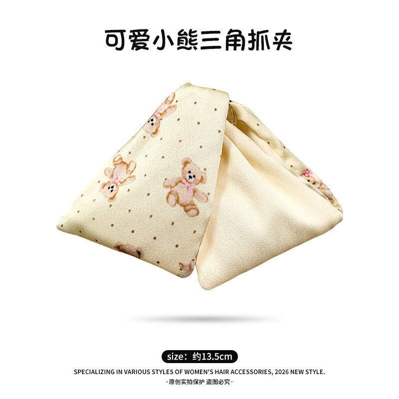 简约清新布艺鲨鱼夹韩系洋气后脑勺发夹女高颜值时尚三角抓夹发饰