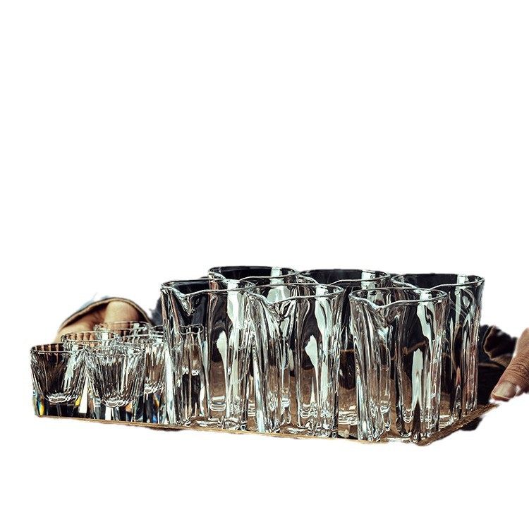 Household Glass small size Wine Cup Thickened Spirits Cup Goblet Wine Cup suit Wine Dispencer suit