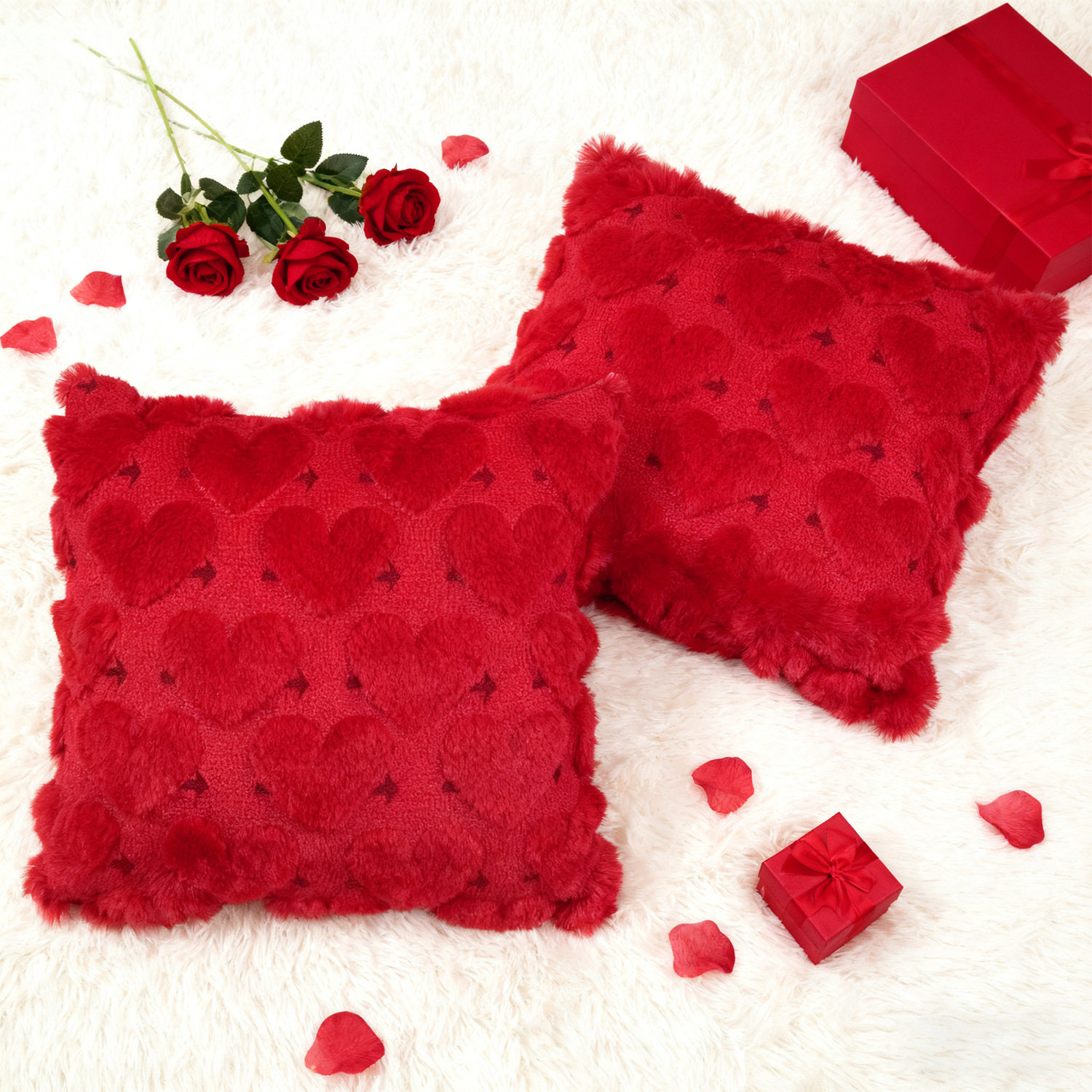 Cross-Border Amazon Valentine's Day Pillow Cover Love Three-Dimensional Plush Quilted Embroidery Sofa Bedroom Cushion Pillow Now