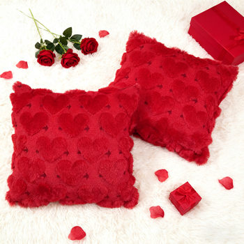 Cross-Border Amazon Valentine's Day Pillow Cover Love Three-Dimensional Plush Quilted Embroidery Sofa Bedroom Cushion Pillow Now