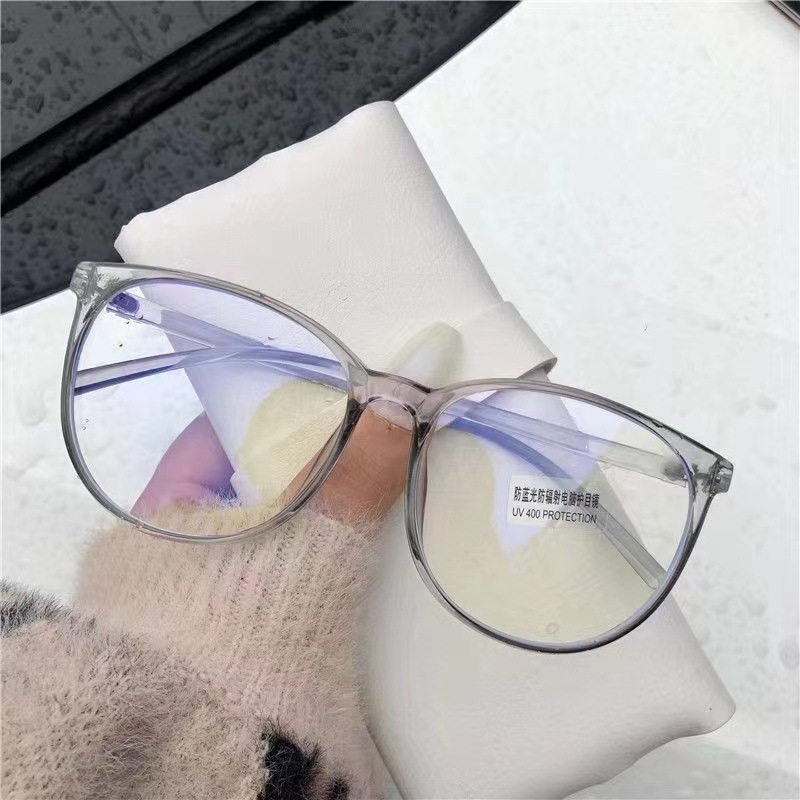 Korean Style Glasses Women's Online Celebrity Plain Anti-blue Light Large Frame Flat Glasses Slimming Glasses Frame Available for Myopia Fashionable Glasses Frame