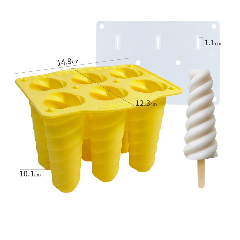 6 even carambola spiral ice cream silicone mold home ice lattice mold DIY10 even three-dimensional ice cream ice cream mold