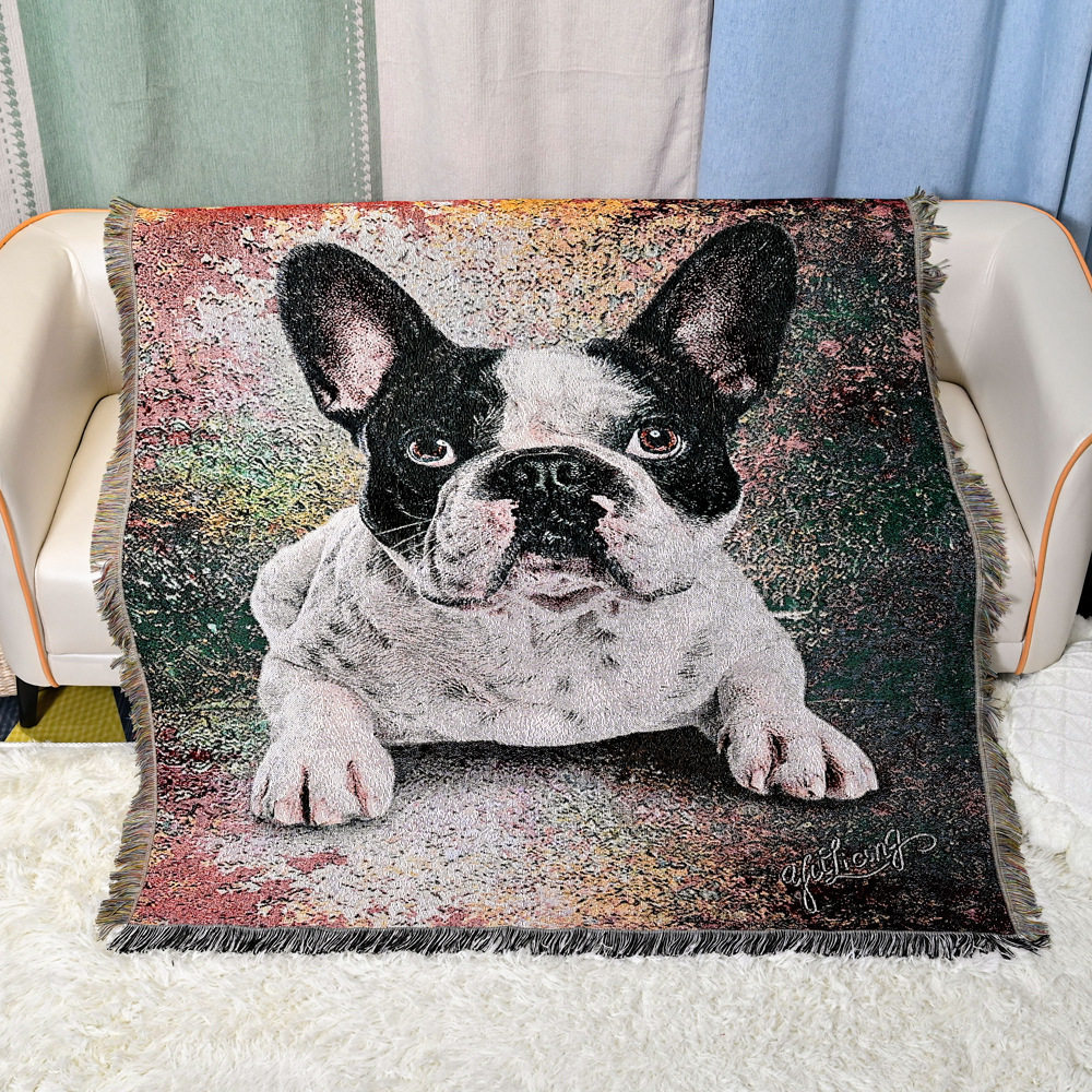 Customized New Cotton Jacquard Thread Blanket Cartoon Thickeneded Non-Slip Tassel Thread Blanket Office Nap Blanket Wholesale