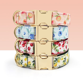 New Fruit Flower Print Cute Dog Collar Adjustable Dog Collar Pet Dog Collar Cross-Border Wholesale