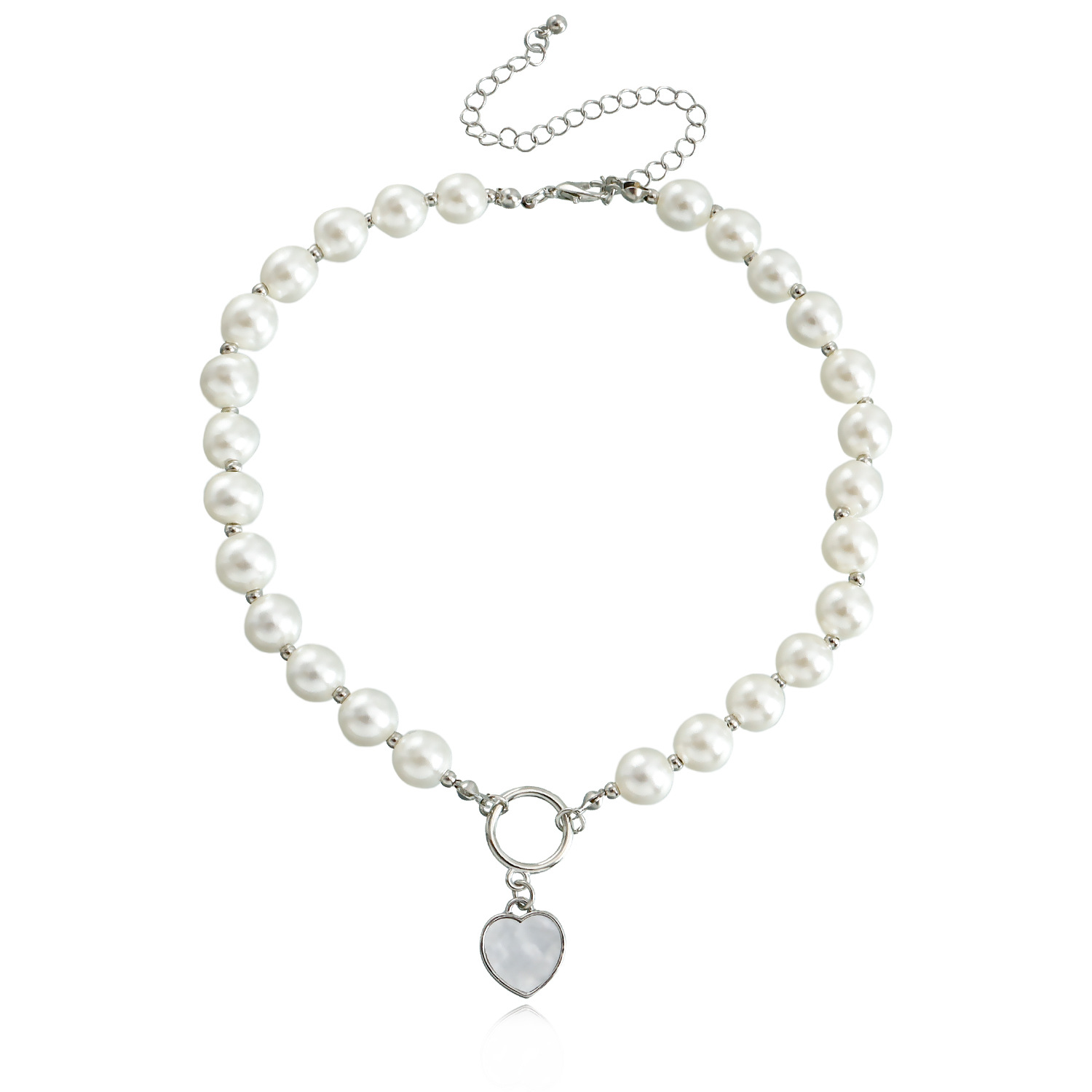 欧美跨境饰品 朋克锁骨链小众设计贝母项链女 潮流合金毛衣链项饰