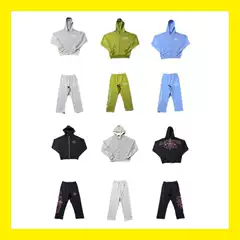 Corteiz American-Style Trendy Brand Alcatraz Zip-Up Hoodie Loose High Street Letter Print Sweatshirt and Sweatpants Set