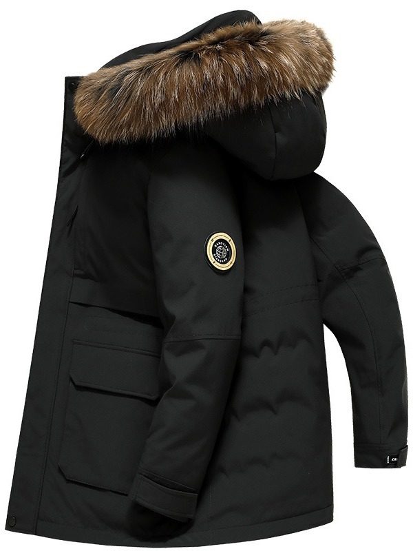 Hooded Design, Windproof and Coldproof, Heightened Stand-Up Collar, Elastic Drawstring, Freely Adjustable, No-Wash and Splash-Proof down Jacket