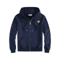 Zippered, navy blue with gold accents