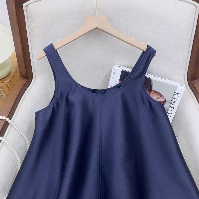 Đầm hai dây lụa tơ tằm dáng chữ A tay công chúa phong cách thanh lịch — [Quần short chống chói miễn phí màu lục lam] Len lụa, [Quần short chống lộ màu nâu hạt dẻ] Len lụa, [Quần short chống lộ màu trắng ngọc trai] Len lụa