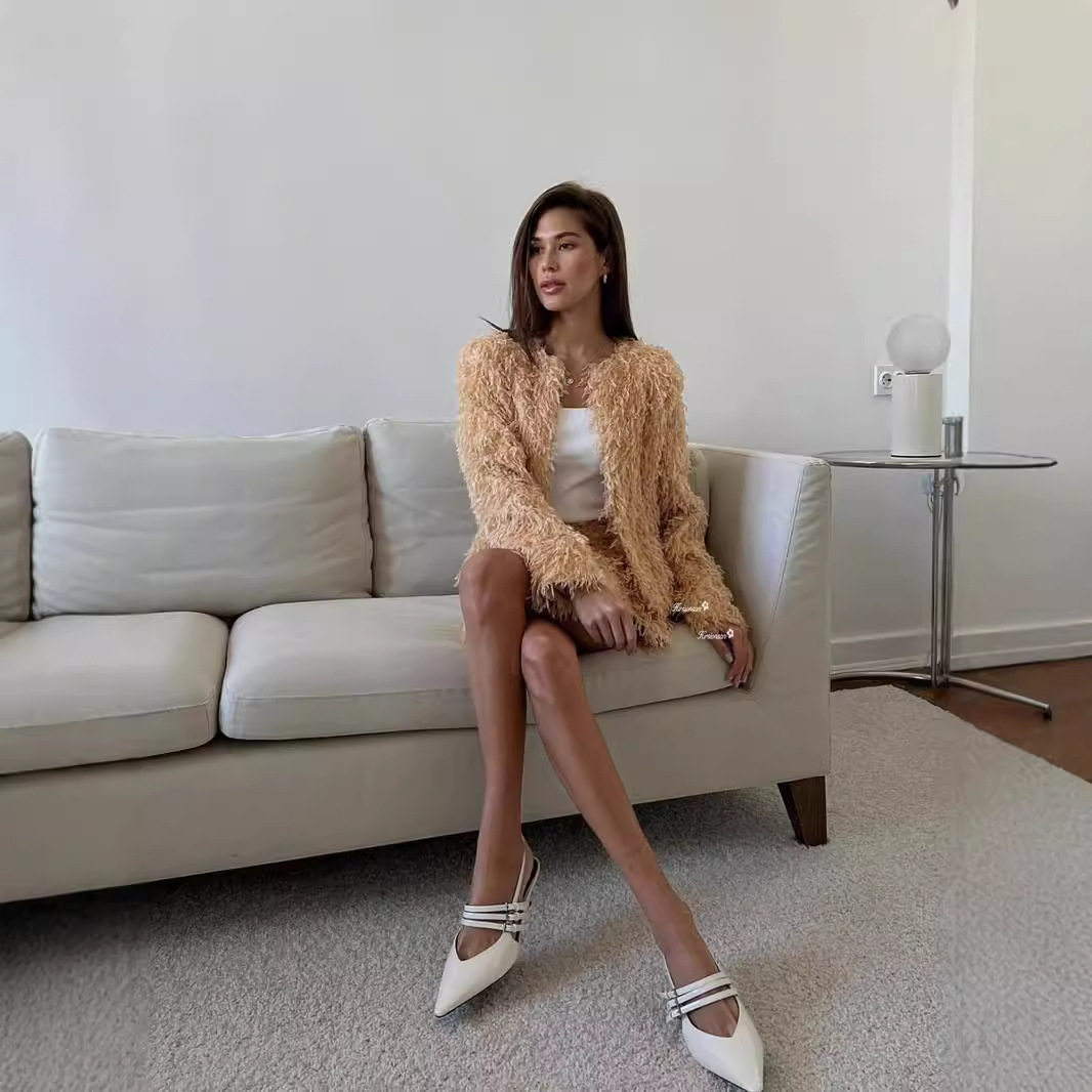 Fringe Jacket Set for Women Elegant Short Top and Skirt Autumn Winter Fashion Wholesale Available