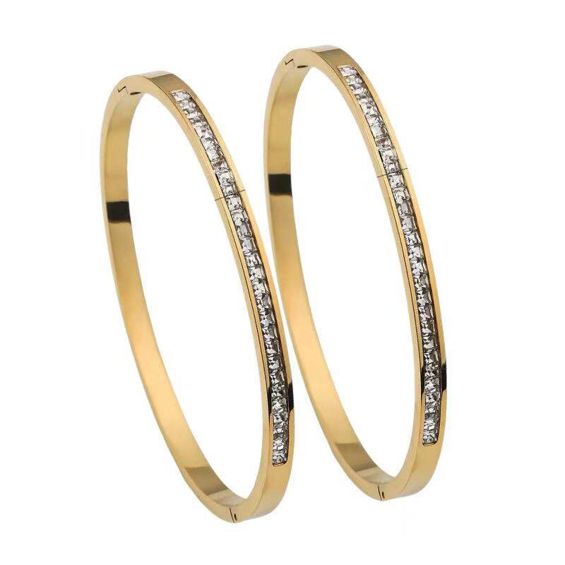 钛钢手镯女生高级感小众满天星不掉色镶钻精致排钻ins风满钻手环