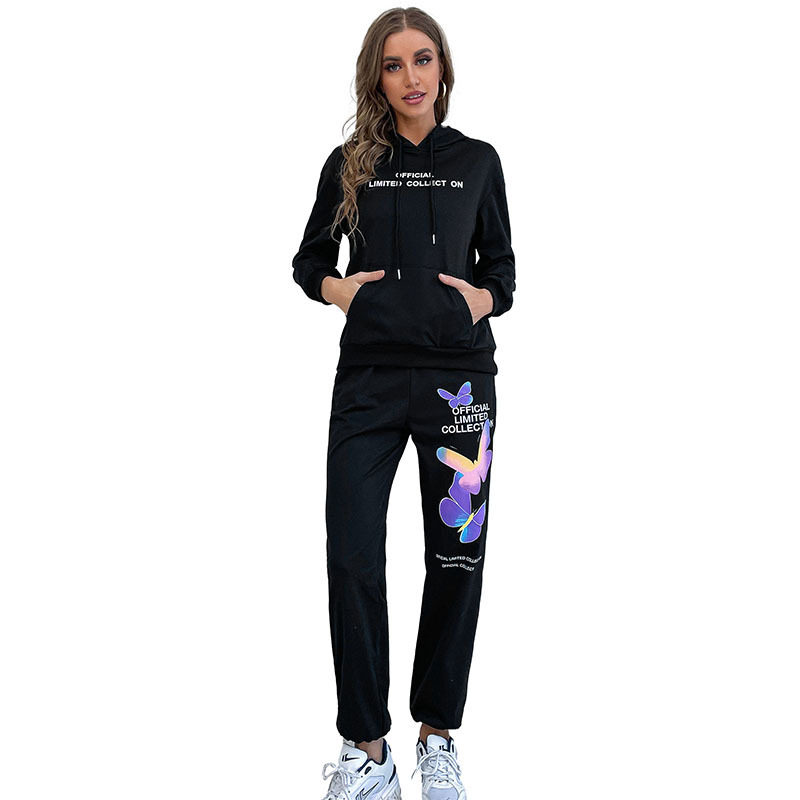Womens Printed Long Sleeve Hoodie Set Casual Style Autumn Winter Collection Comfortable Fabric Stylish Design