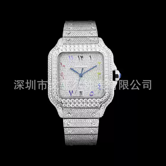 In-Stock Wholesale Luxury Moissanite Watches for Men, Waterproof Fashionable Moissanite Mechanical Watches with Diamonds, European and American Style Men's Wristwatches