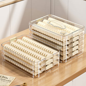 New Dumpling Box, Highly Transparent, Large-Capacity, Multi-Layer Refrigerator Freezer, Special Quick-Frozen Wonton and Dumpling Timing Storage Box