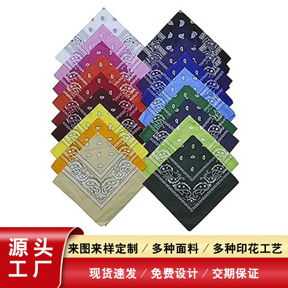 Polyester 55x 55 Paisley Cashew Flower Amoeba Square Scarf Hip-hop Street Dance Riding Scarf Melon Flower Handkerchief