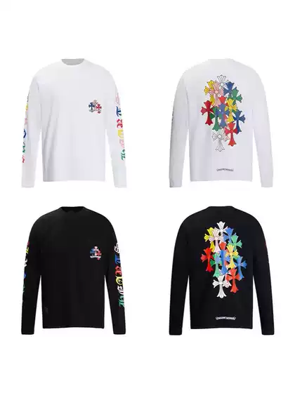 Cross-Border Authentic Chrome Hearts High-Quality Pure Cotton Printed Long-Sleeve T-Shirts for Men and Women Wholesale in Stock