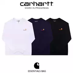 Cross-Border Export Kaha t Classic Red Letter Gold Label Embroider Long-Sleeved Men's and Women's Loose Couple Versatile T-Shirt Bottoming Shirt
