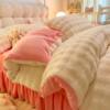 Thickened Rabbit Velvet Four-Piece Winter Milk Velvet Quilt Cover Bed Sheetss Coral Velvet Bed Skirt Double-Sided Velvet Three-Piece Bedding Set