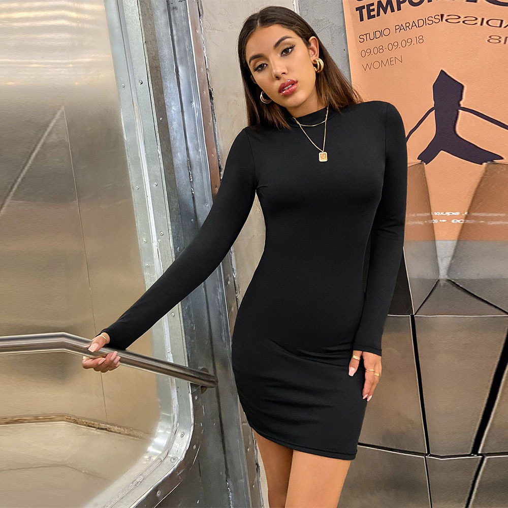 Elegant Womens Dress Half High Neck High Waist Slim Fit Bodycon Style Spring Summer Occasion Wholesale Available