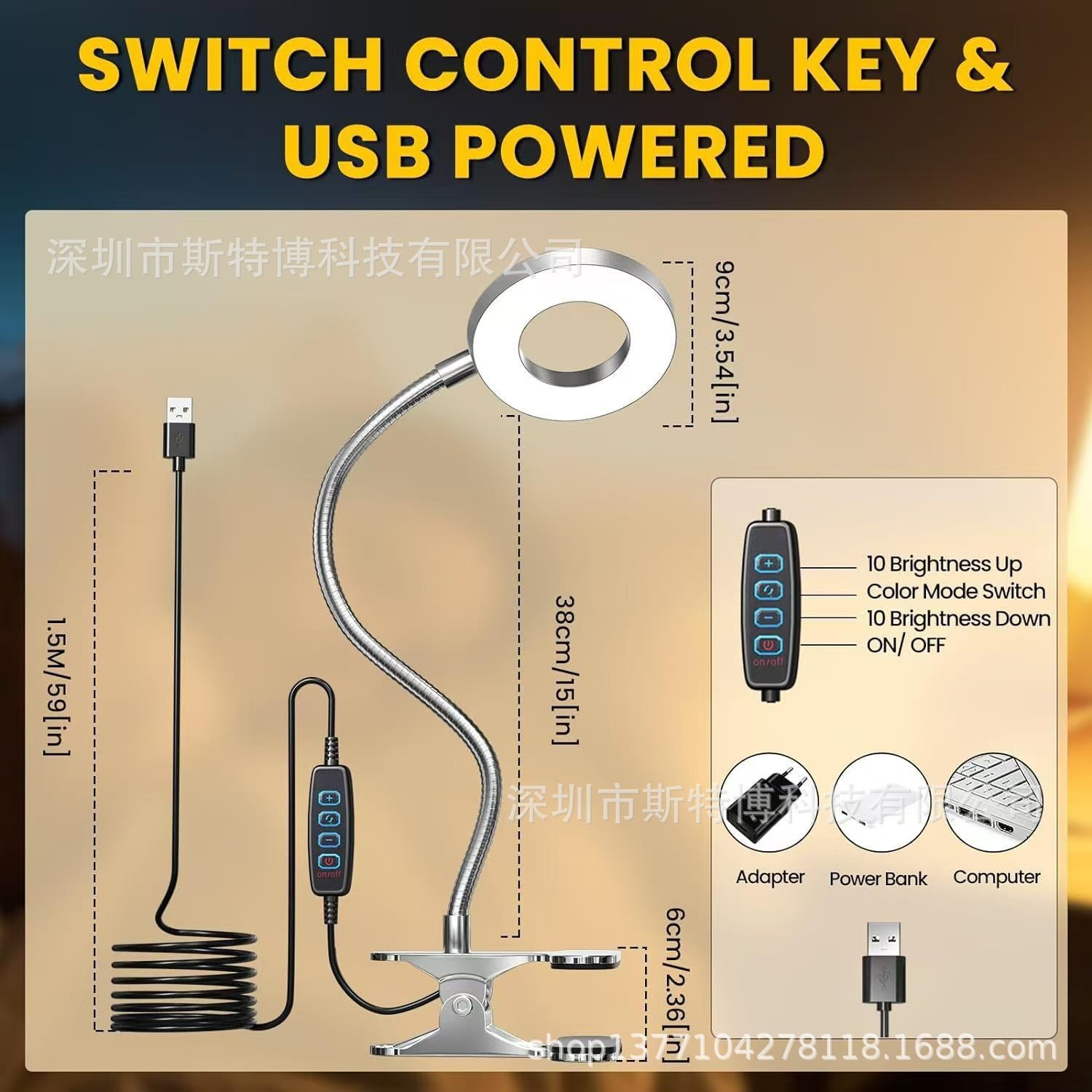 Cross-border dedicated led fill light clip desk lamp usb student desk universal hose desk lamp high current high brightness