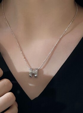 S925纯银碎冰冰字母H路路通项链设计银饰女锁骨链韩系锁骨链
