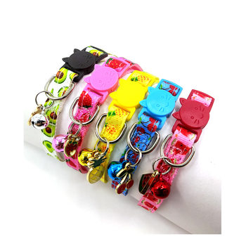 Source manufacturers cross-border new hot-selling printed bell cat collar fruit cat with fruit cat collar