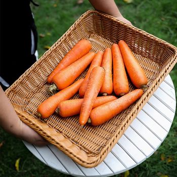 Rattan-like fruit basket rattan display blue rectangular bread display vegetable basket melon and fruit storage plastic basket