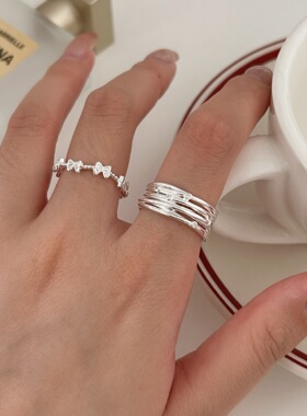 持恒S925纯银小蝴蝶开口戒指女韩国新款潮气质级感缠绕爆款指环